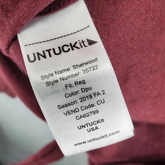 UNTUCKit Flannel Shirt Mens XL Red Maroon Button Up Sherwood Cotton Fall Classic - Picture 7 of 10